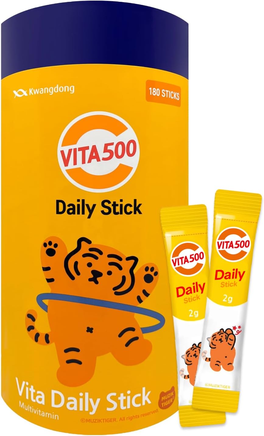 KWANGDONG Vita500 Multivitamin Powder Daily Stick - Vitamina C 500mg y Complejo B (30 Sobres)