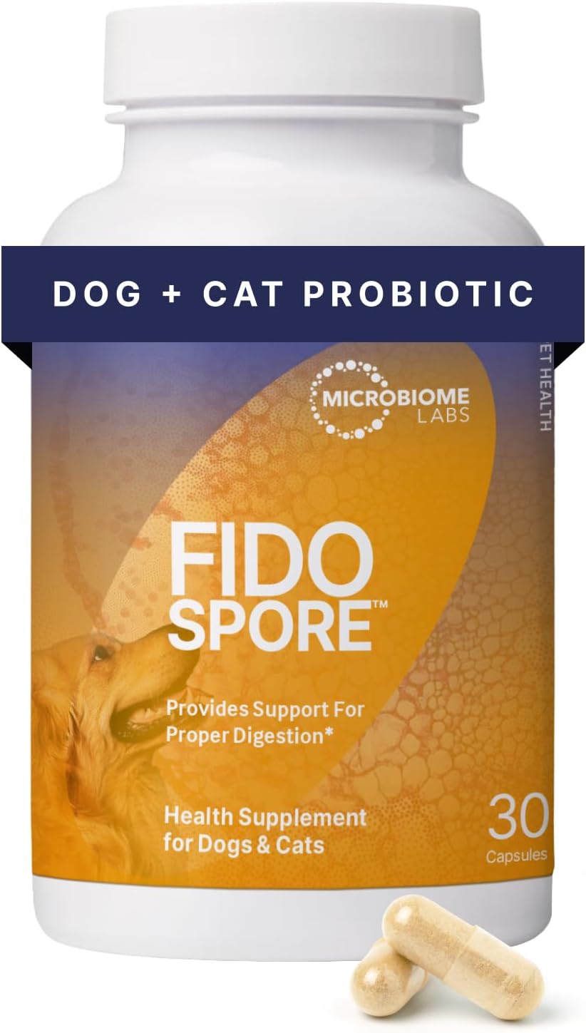 Fidospore Probióticos para Perros - Salud Digestiva e Inmunidad - 30 Cápsulas
