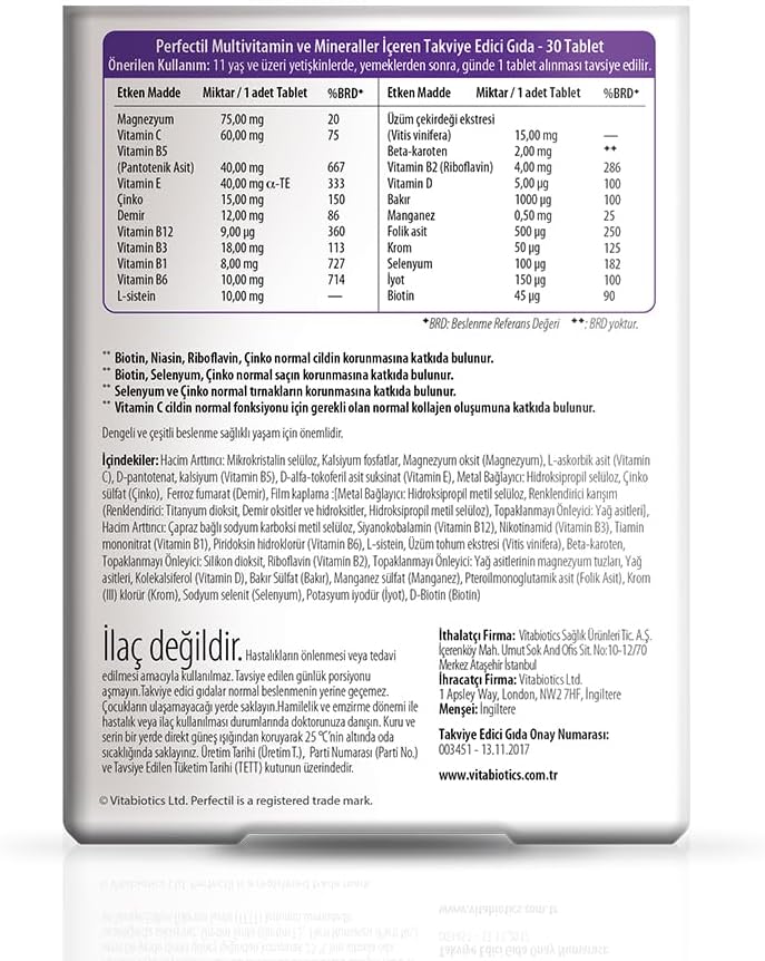 Perfectil Original - Complemento para Piel, Cabello y Uñas - 30 Comprimidos