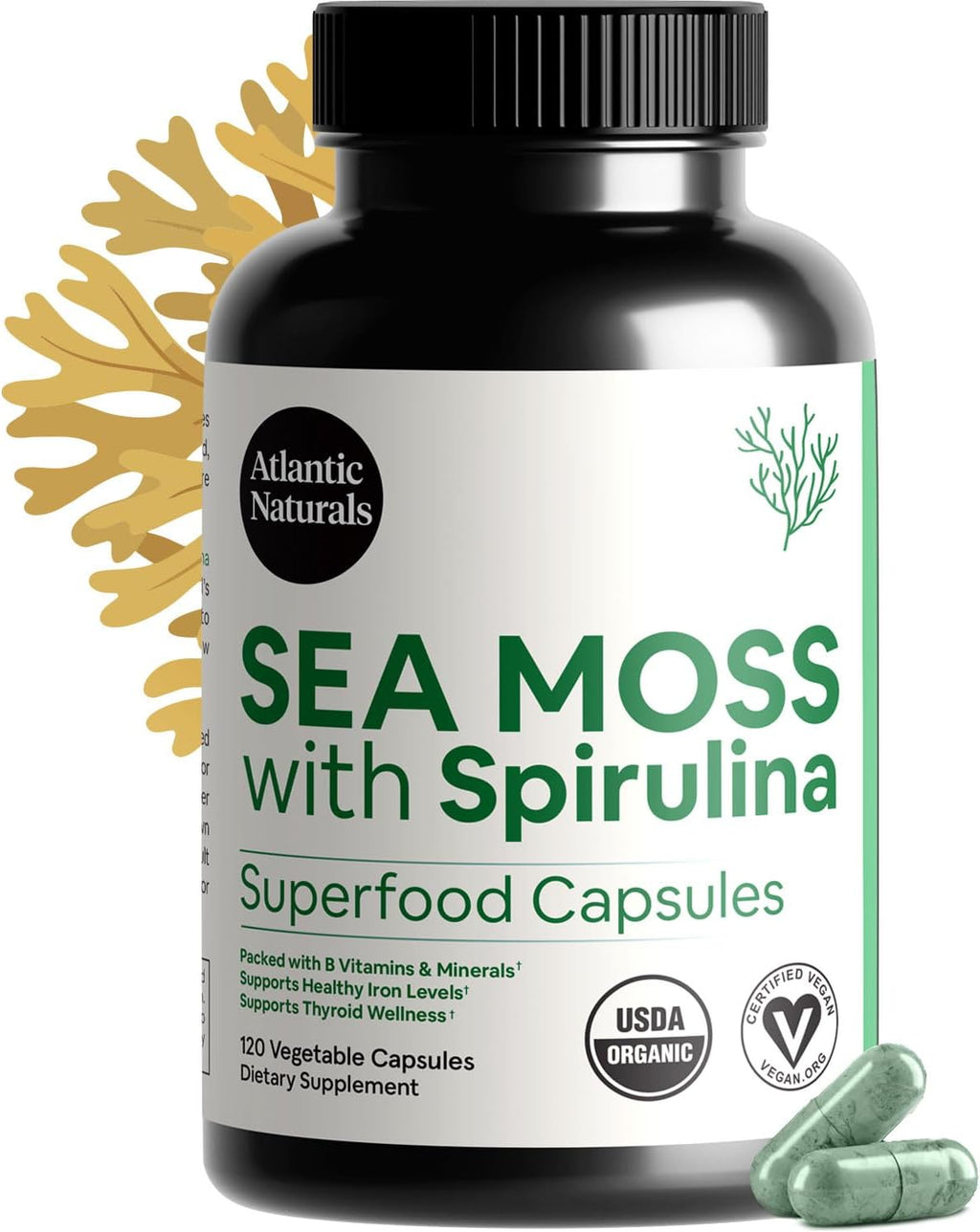 Cápsulas de Musgo Marino y Espirulina - Complemento Alimenticio Natural - 120 Cápsulas