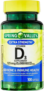 Vitamina D3 5000 IU (125 mcg) – 200 Softgels (Pack de 2) – Suplemento de Alta Potencia para Huesos e Inmunidad