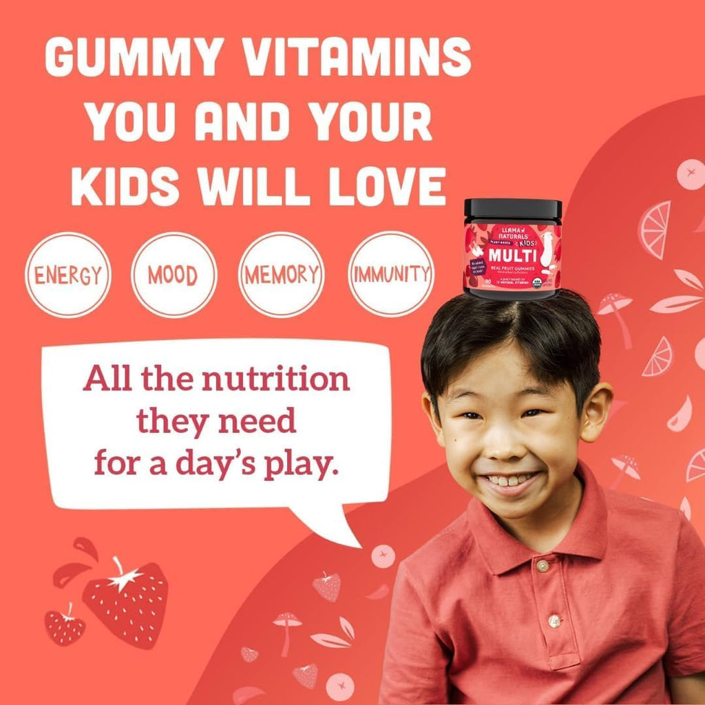 Llama Naturals Gomitas Multivitamínicas para Niños - 90 Gomitas de Fresa