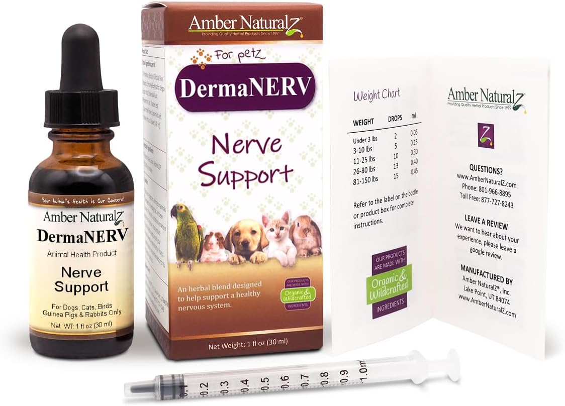 Amber NaturalZ DermaNERV Suplemento Herbal para Mascotas – 30 ml