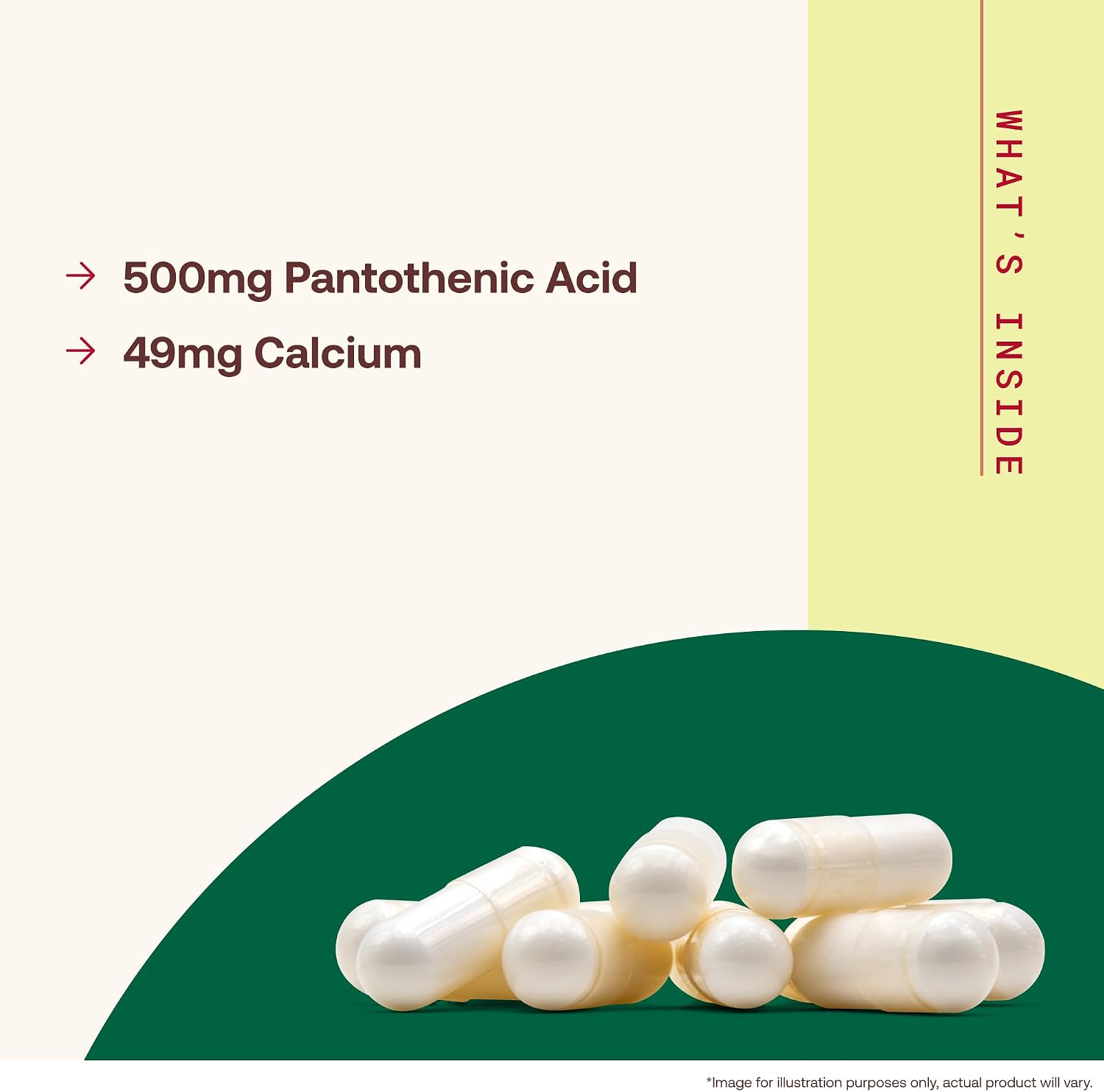 Jarrow Formulas Ácido Pantoténico B5 500 mg, 100 Cápsulas Vegetales