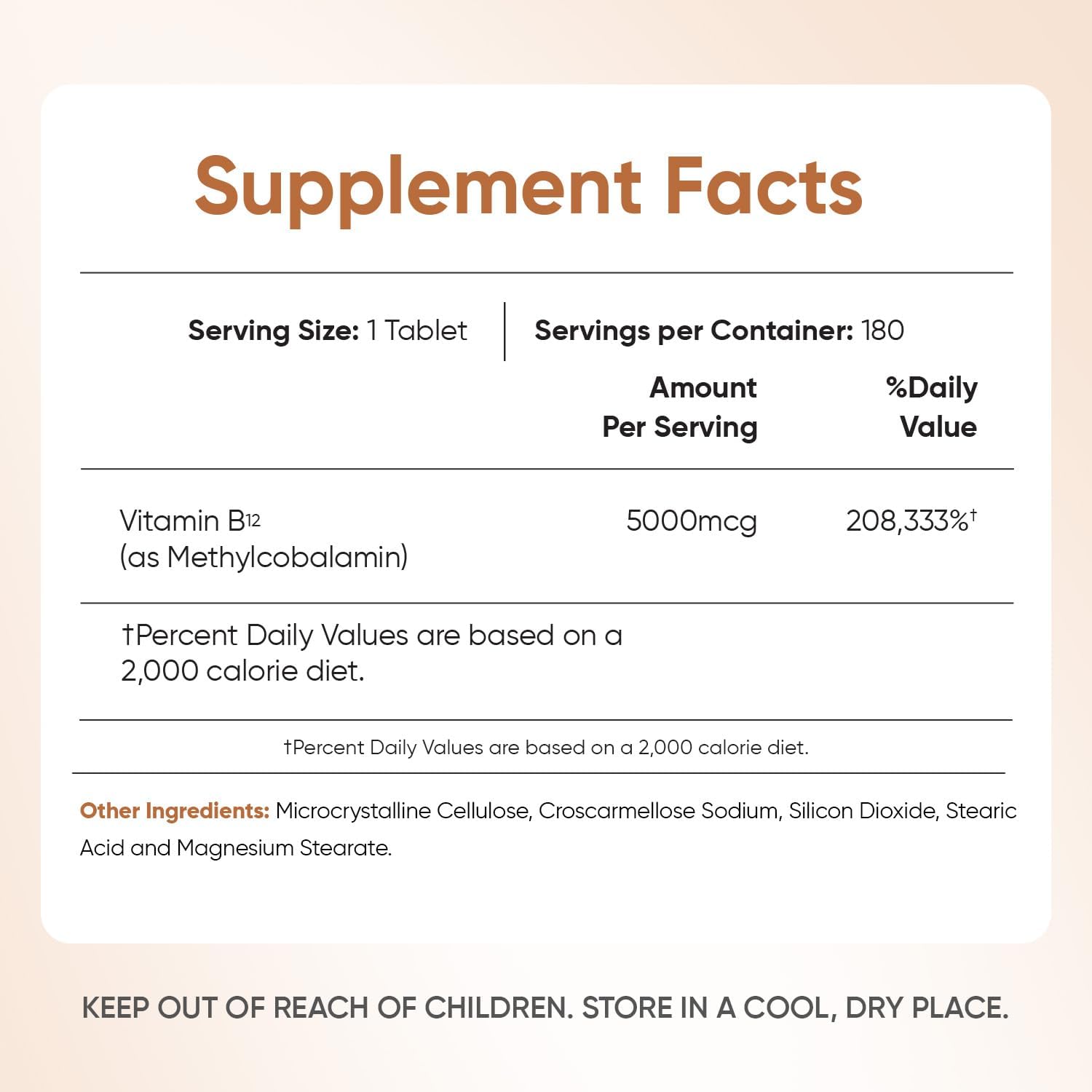 WeightWorld Vitamina B12 5000mcg Metilcobalamina - 180 Comprimidos (6 Meses)