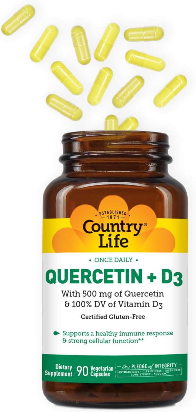 Country Life Quercetina 500 mg con Vitamina D3 800 UI – 90 Cápsulas