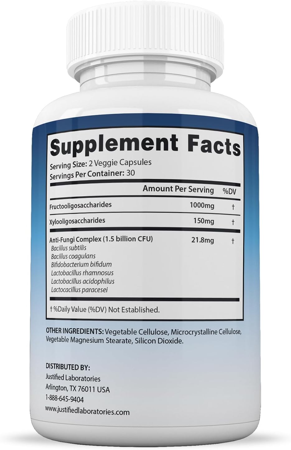 Justified Laboratories (2 Pack) Fungus Defend Probiótico 1.5 mil millones UFC 120 Cápsulas