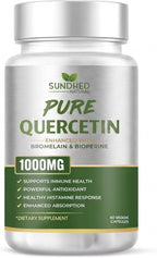 Sundhed Natural Quercetina Pura con Bromelina y Bioperina - 1000 mg, 60 Cápsulas