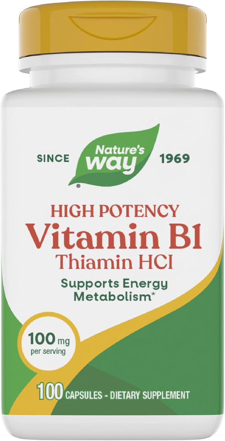 Nature's Way Vitamin B1, High Potency, 100 mg Thiamine (Thiamine HCl), 100 Capsules