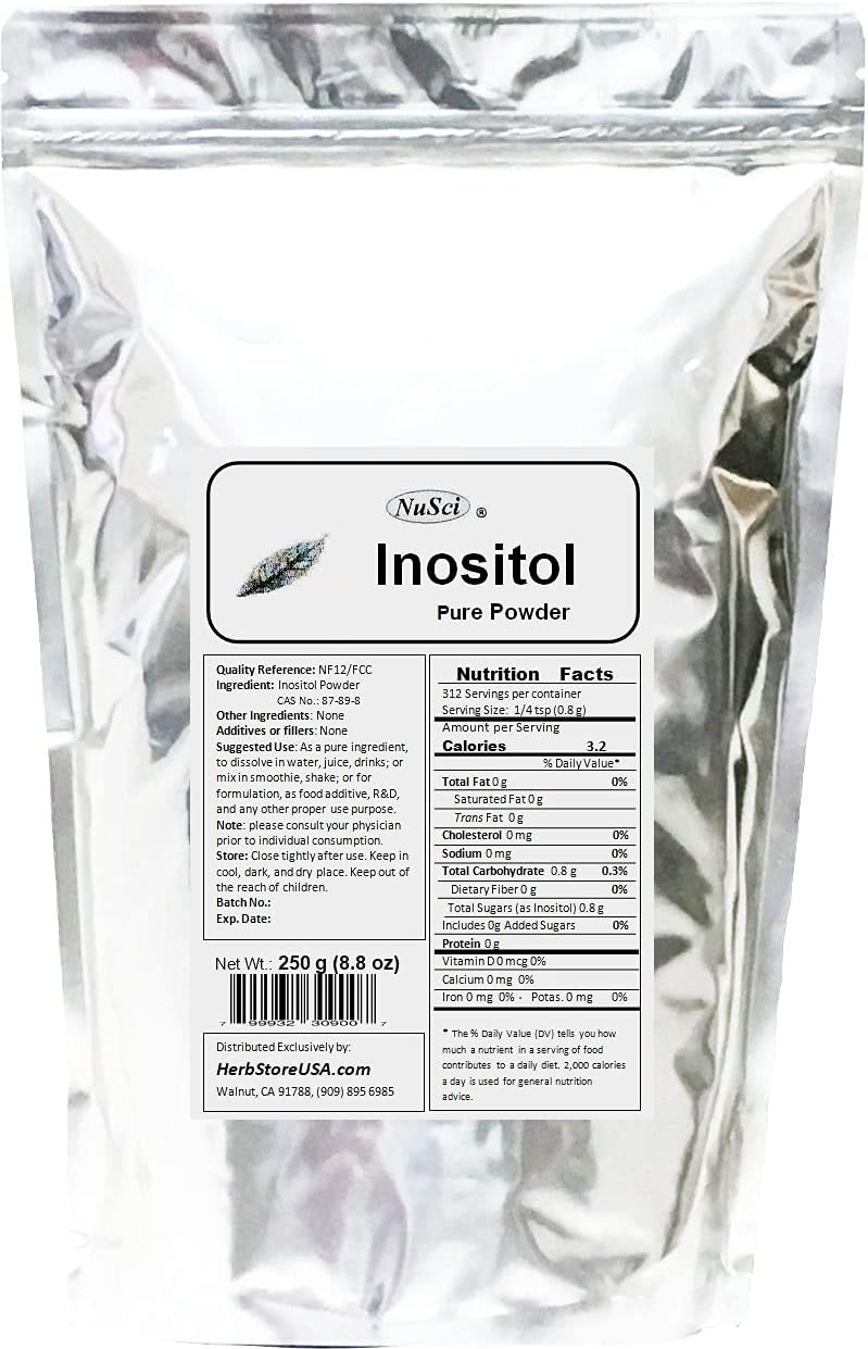 Inositol Puro en Polvo 1000 g (2.2 lb) - NuSci, Ingrediente a Granel NF12/FCC