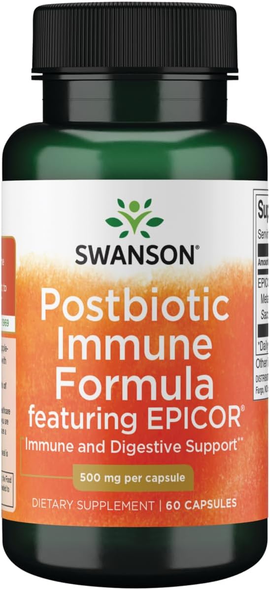 Swanson Postbiotic Immune Formula con EpiCor 500 mg - 60 Cápsulas