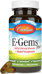 Carlson - E-Gems Plus, 400 UI (268 mg), Vitamina E de origen natural, 100 Cápsulas blandas
