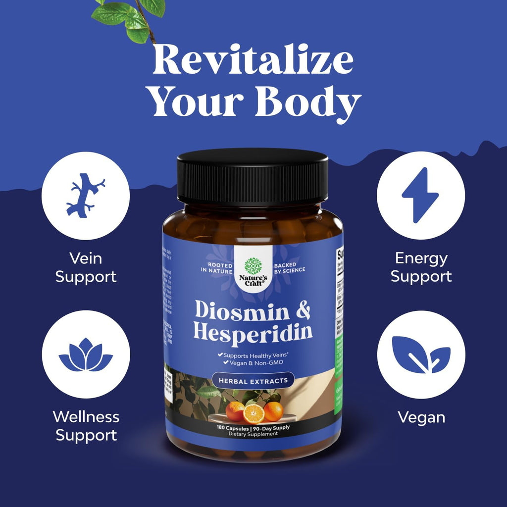 Complejo de Diosmina y Hesperidina 1000 mg | 180 Cápsulas | Natures Craft