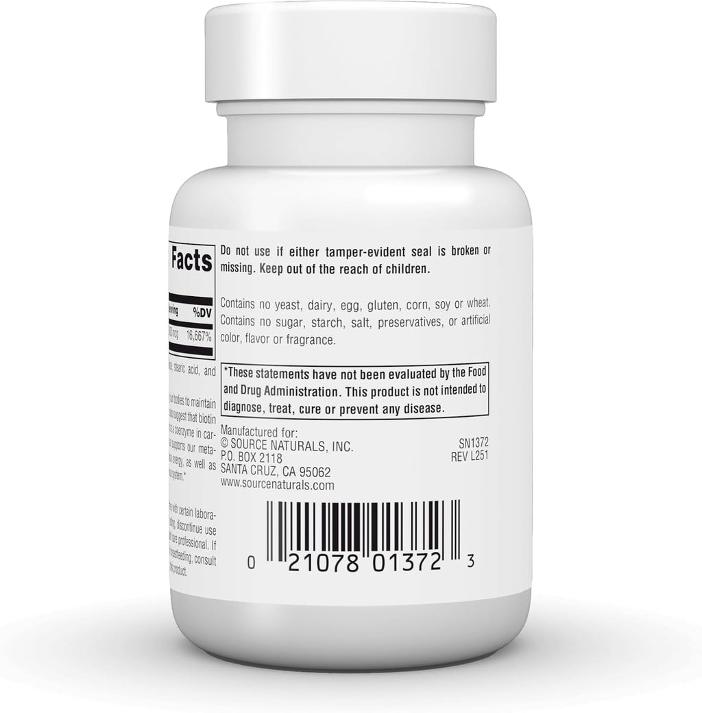 Source Naturals Biotina 5.000 mcg, 60 comprimidos