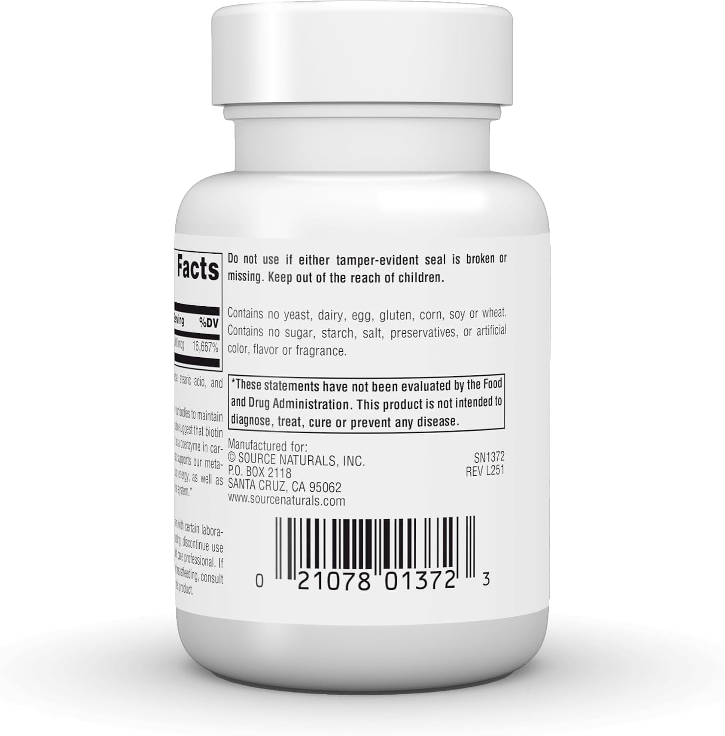 Source Naturals Biotina 5.000 mcg, 60 comprimidos