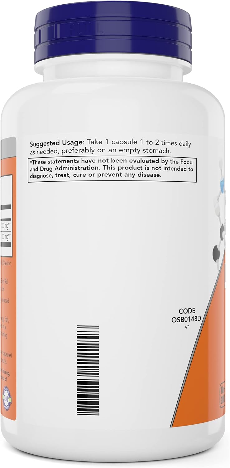 NOW Foods L-Theanine 200 mg con Inositol 100 mg, 180 Cápsulas Vegetales - Doble Concentración