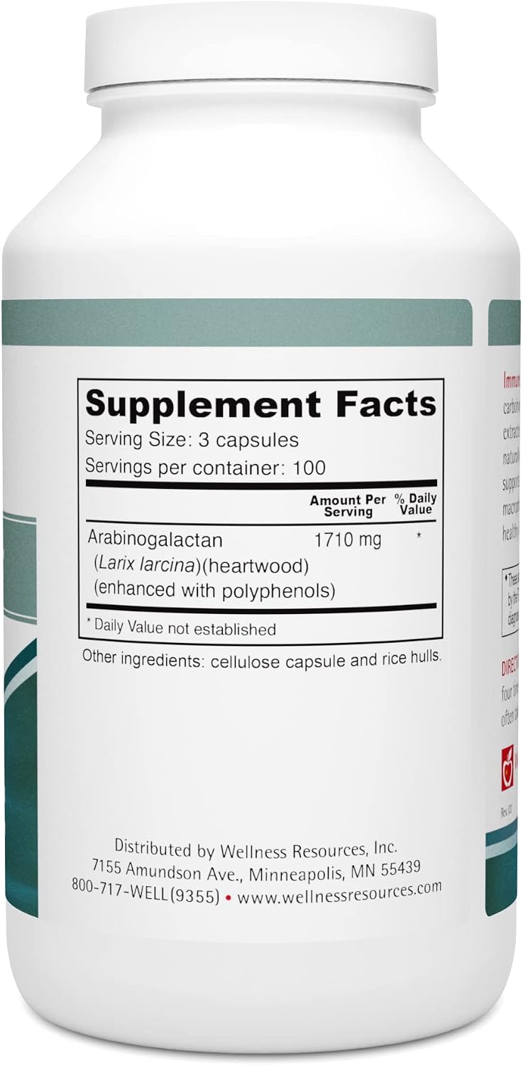 Wellness Resources Immune Plus - Cápsulas de Arabinogalactano (300 Cápsulas Vegetales)