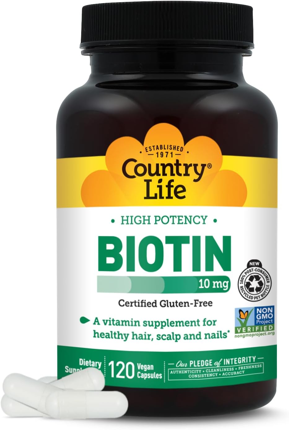Country Life Biotina 10 mg (10000 mcg) - Vegano y Sin Gluten