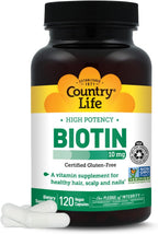 Country Life Biotina 10 mg (10000 mcg) - Vegano y Sin Gluten