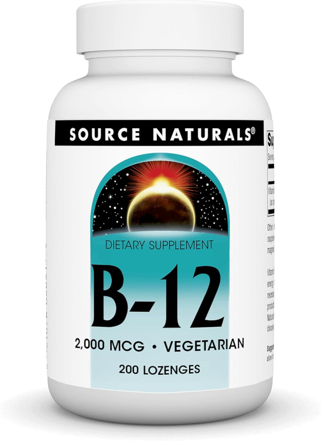 Source Naturals Vitamina B-12 2000 mcg - 200 Comprimidos Sublinguales Veganos