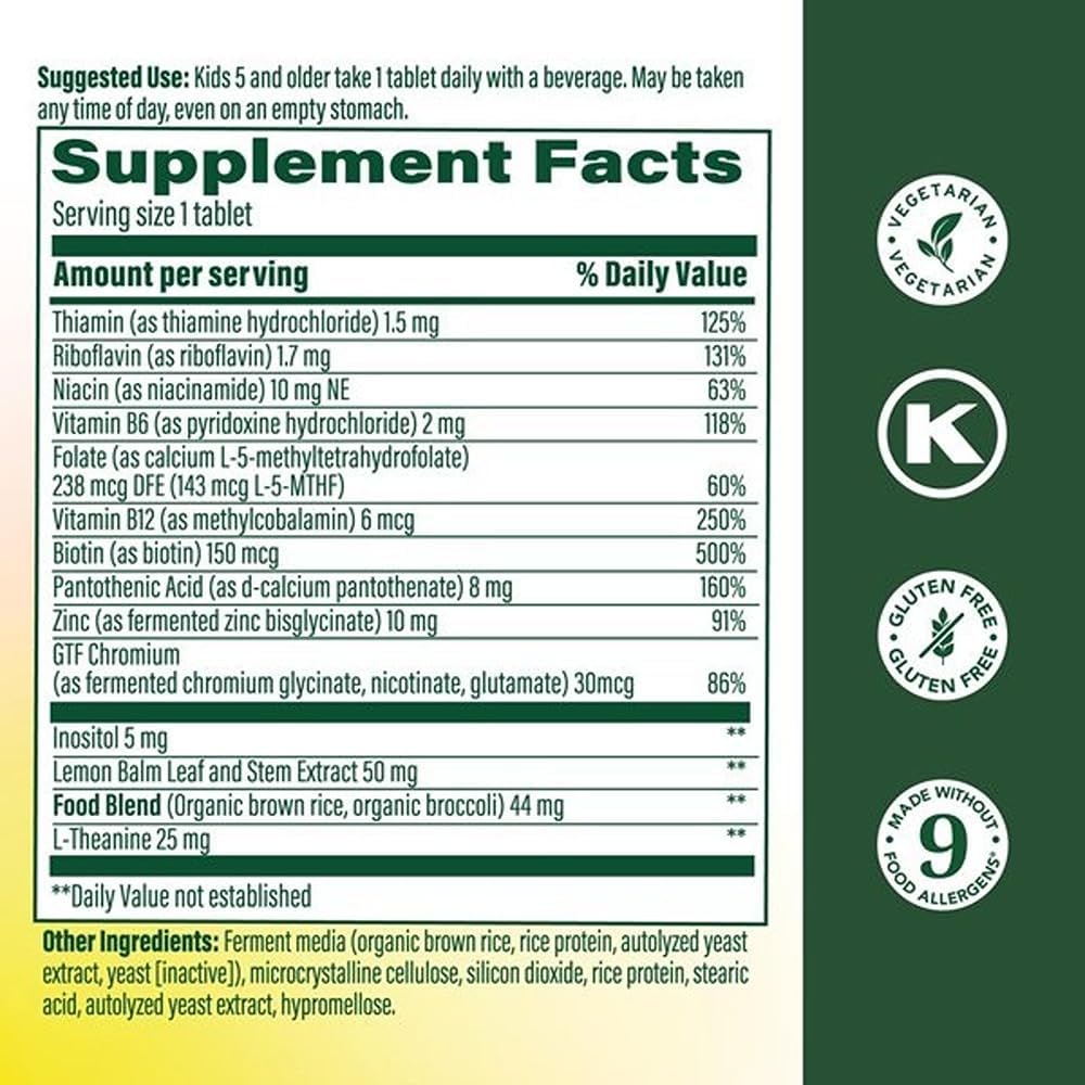 MegaFood Kids Vitamin B Complex – Vitamin B Complex with B12, B6, Folate, Biotin, Zinc, Lemon Balm & L-Theanine – Supports Cellular Energy Metabolism – 30 Mini Tablets