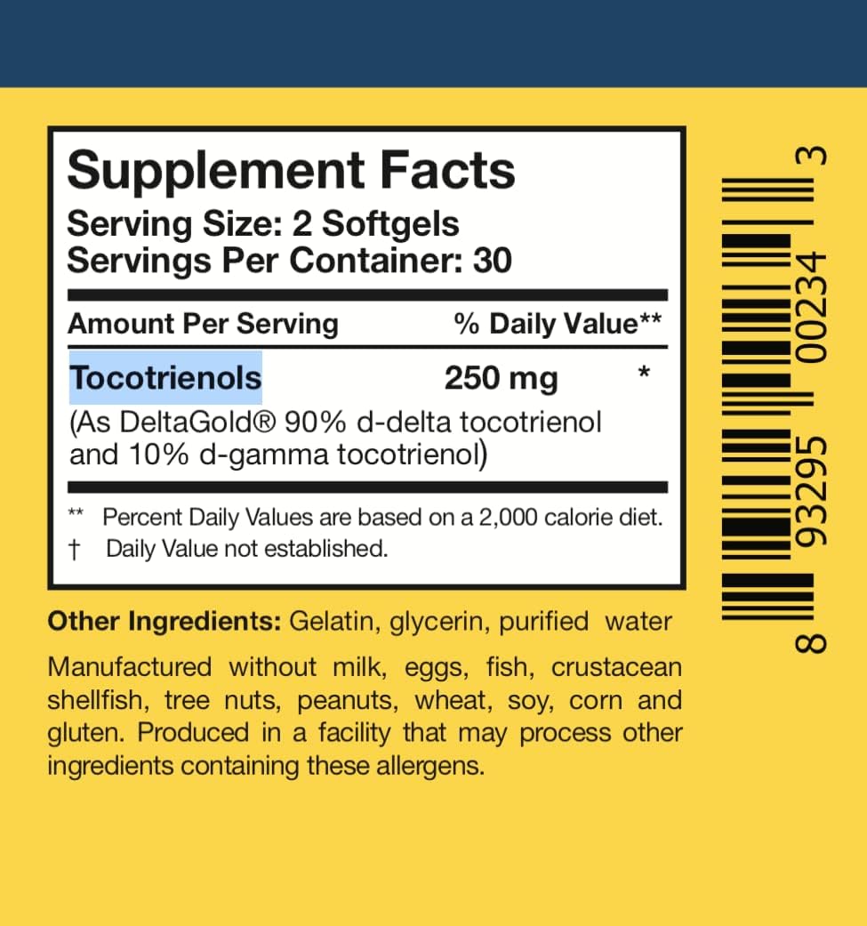 Researched Nutritionals TocoPure D&G - Annatto Vitamina E Tocotrienols - 60 Softgels