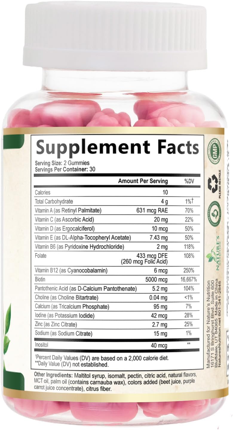 Gominolas de Biotina 5000 mcg con Vitaminas E y C - Nature's Nutrition