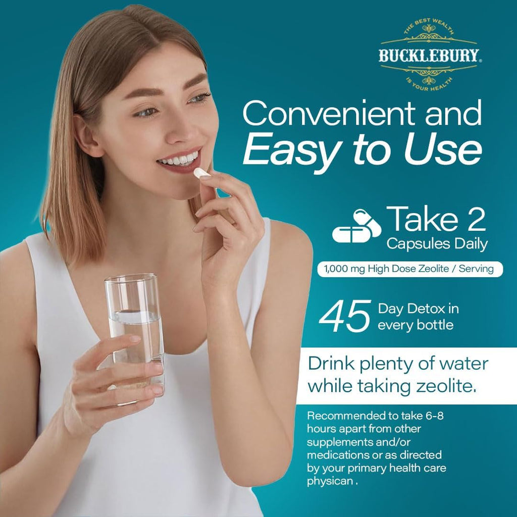 BUCKLEBURY Cápsulas de Zeolita Micronizada - Complemento Alimenticio para Adultos - 90 Cápsulas Veganas