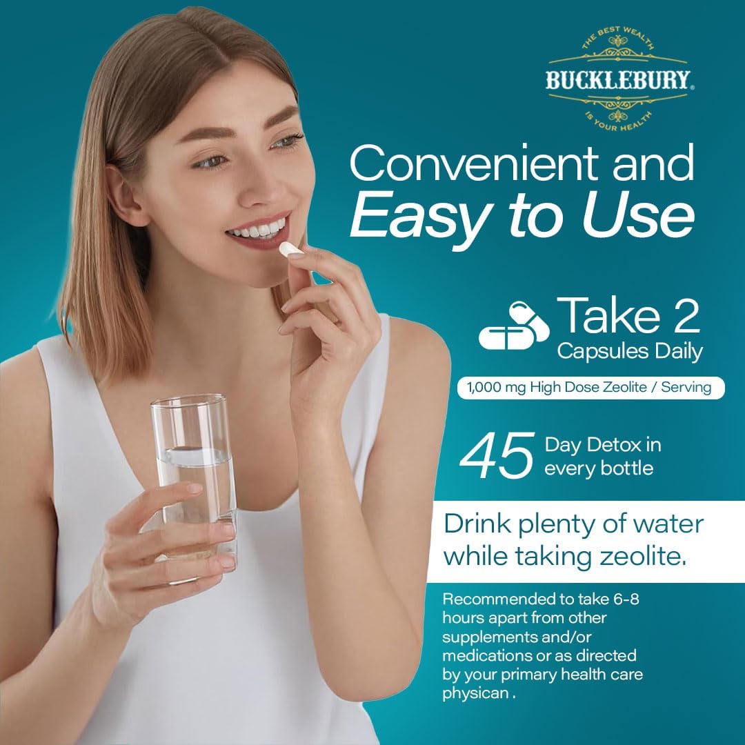 BUCKLEBURY Cápsulas de Zeolita Micronizada - Detox Mineral para Adultos - Apoyo para el Sistema Inmunológico, Metabolismo y Salud Digestiva - Fórmula Avanzada para Hombres y Mujeres - 90 Cápsulas Veganas