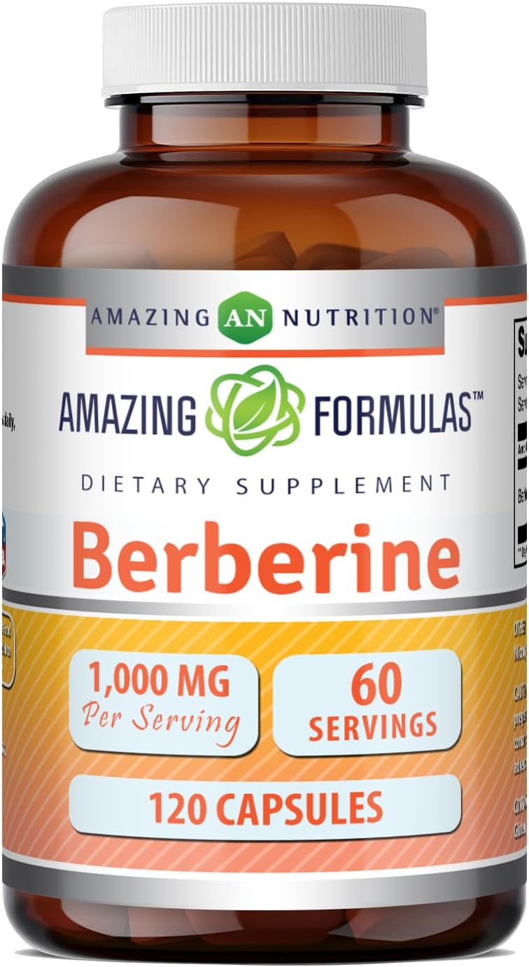 Amazing Formulas Berberina 1000mg por dosis - 240 Cápsulas (2 Envases de 120)