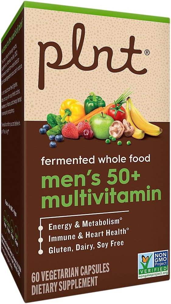 plnt Fermented Whole Food Men's 50+ Multivitamin (60 Cápsulas Veganas)