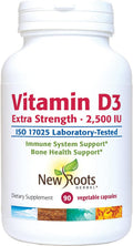NEW ROOTS HERBAL Vitamina D3 2.500 UI (62,5 mcg) - No GMO y Sin Gluten (90 Cápsulas Vegetales)