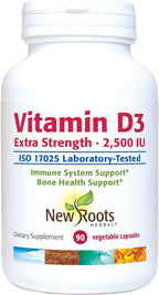 NEW ROOTS HERBAL Vitamin D3 2,500 IU (62.5 mcg) | No GMO & Sin Gluten (90 Cápsulas Veganas)