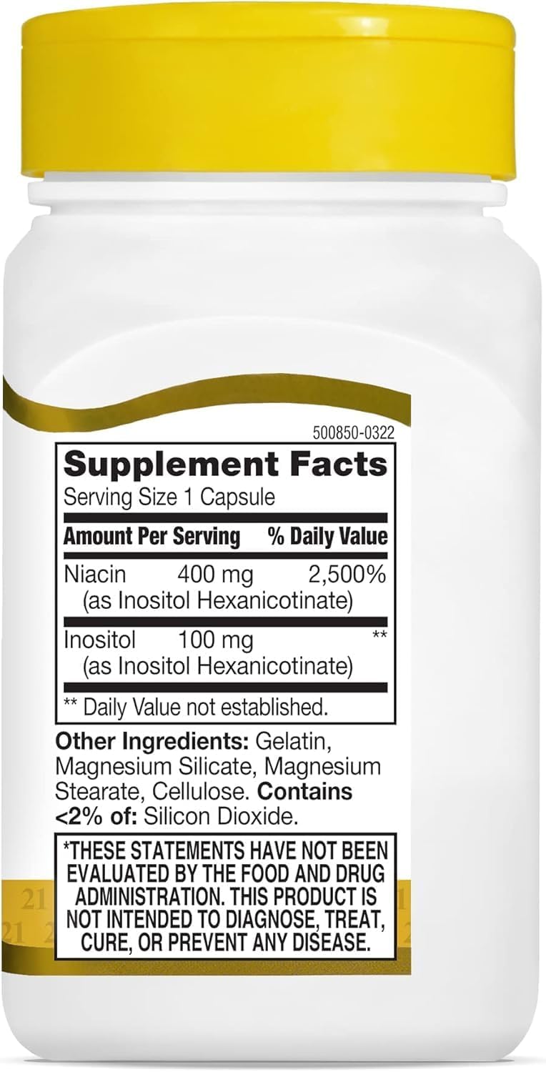 Niacina Sin Rubor 500 mg, 110 Cápsulas