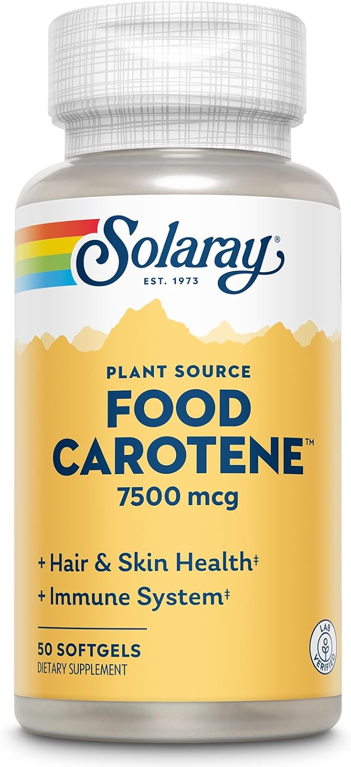 Solaray Food Carotene - Beta Caroteno 25000 UI, 100 Cápsulas Blandas