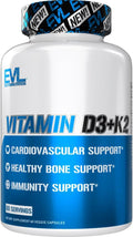 Evlution Nutrition Vitamina D3 K2 - 5000 UI D3 con 90 mcg K2 MK-7 por dosis - 60 Cápsulas Vegetales