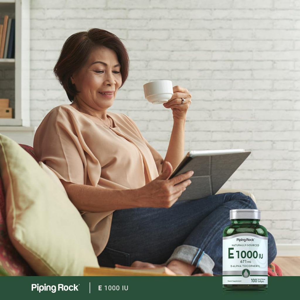 Piping Rock Vitamina E 1000 IU (671 mg) – 100 Cápsulas Blandas – d-Alfa Tocoferol Natural
