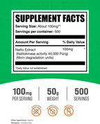 Nattokinase en Polvo 4000 FU - 50g (1.8 oz) - BulkSupplements