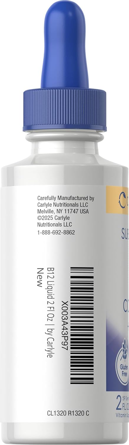 Carlyle Complejo B Sublingual - 60 ml - Gotas Líquidas con Vitamina B12 - Sabor a Bayas - Suplemento Vegetariano, No GMO, Sin Gluten