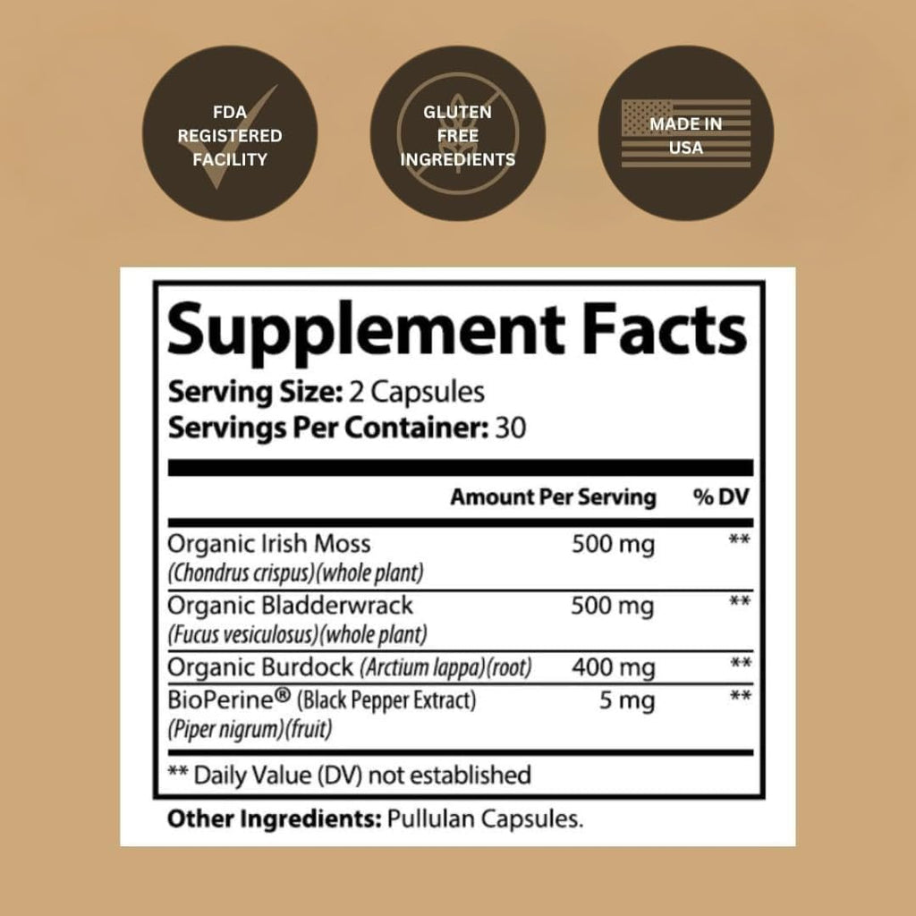Black Girl Vitamins Sea Moss Orgánico en Cápsulas – 92 Minerales Superalimento – Vegano y No Transgénico