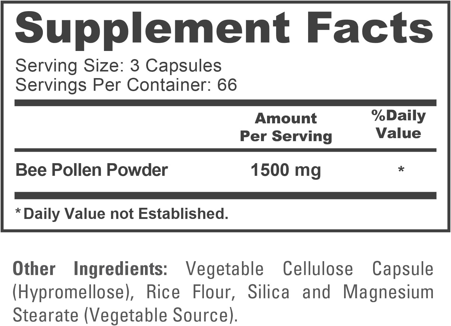 NusaPure Polen de Abeja 1500mg 200 Cápsulas Vegetales (Vegano, Sin OGM)