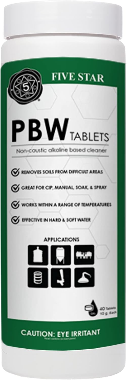 Five Star PBW Pastillas Limpiadoras - 10g (1 comprimido por galón) 40 unidades - Limpiador para fermentadores, garrafas y barriles