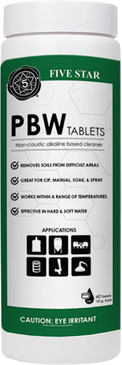 Five Star PBW Pastillas Limpiadoras - 10g (1 comprimido por galón) 40 unidades - Limpiador para fermentadores, garrafas y – Image 1