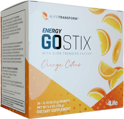 4Life Energy Go Stix Mezcla de bebida de naranja cítrica con aminoácidos, 30 sobres – Image 1