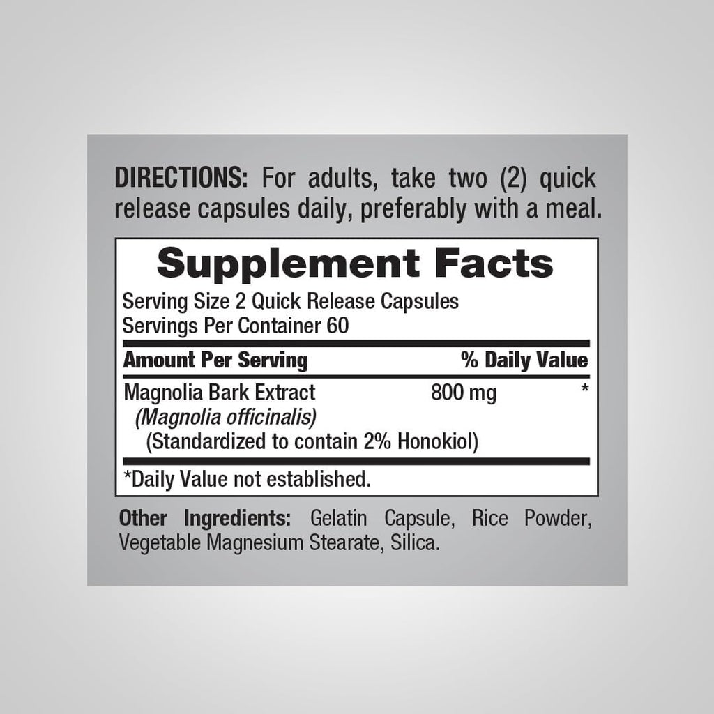 Extracto de Corteza de Magnolio 800mg - 120 Cápsulas - Piping Rock
