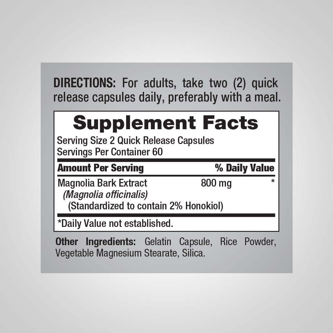 Extracto de Corteza de Magnolio 800mg - 120 Cápsulas - Piping Rock