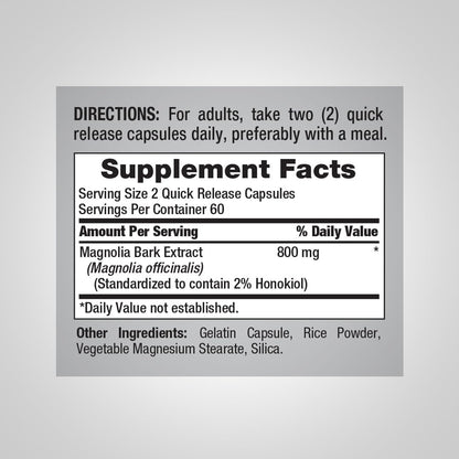 Extracto de Corteza de Magnolio 800mg - 120 Cápsulas - Piping Rock – Image 2