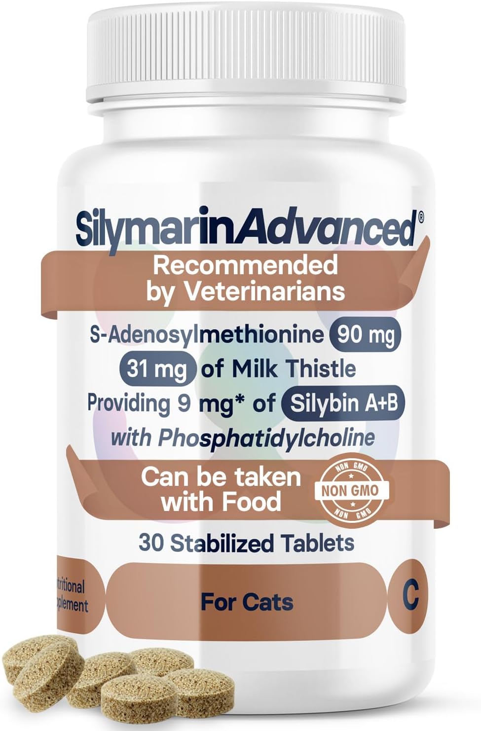 SilymarinAdvanced Suplemento Hepático para Perros Grandes - Cardo Mariano con SAMe y Silibina - 30 Comprimidos