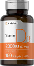 Horbaach Vitamina D3 2000 UI Cápsulas Blandas | 150 Unidades | 50 mcg Colecalciferol | No Transgénico y Sin Gluten