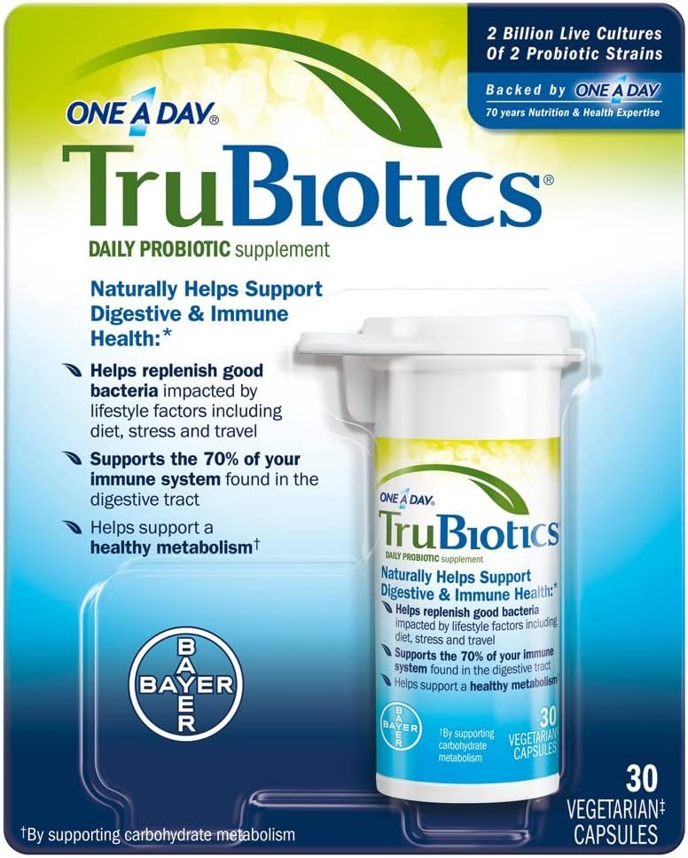 TruBiotics Probiótico Diario, 30 Cápsulas - Sin Gluten, Sin Soja, Soporte Digestivo e Inmunológico para Hombres y Mujeres